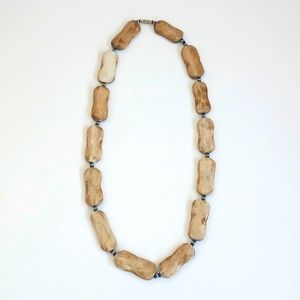 Vintage African Wooden/ Resin Bone Styled Necklace 24" Length *Unique & Rare